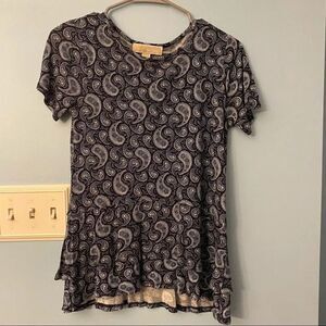 michael kors blue paisley top